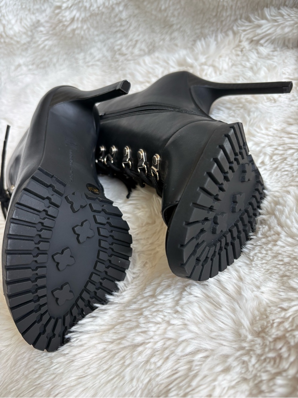 INC International Concepts Black Lace-Up Peep Toe Ankle Boots - Picture 8 of 11